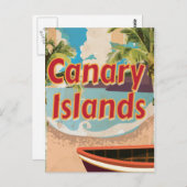 カナリー諸島 ヴィンテージ トラベル ポスター ポストカード (正面/裏面)