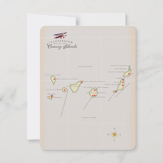 カナリ図解入りの、写真付きの諸島の地図。 (裏面)