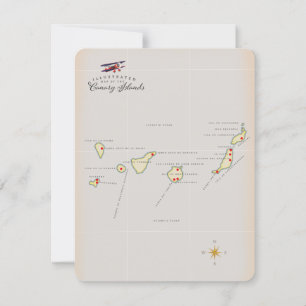 カナリ図解入りの、写真付きの諸島の地図。