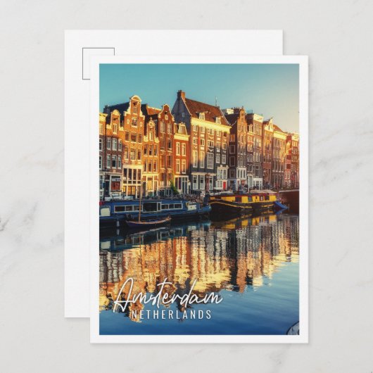 カナルアットサンセットアムステルダムオランダ ポストカード (正面/裏面)
