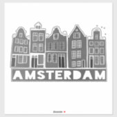 カナルハウスアムステルダムホランド白黒 シール (シート)