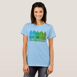 カナルハウスロウアムステルダムホランドオランダ カラフル Tシャツ
