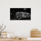 カナル通りトロリー(B&W)ポスター ポスター (キッチン)