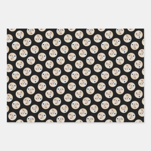 カナン絵を描ドッグのかわいいオリジナルペットドッグアート ラッピングペーパーシート (正面3)