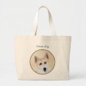 カナン絵を描ドッグのかわいいオリジナルペットドッグアート ラージトートバッグ (正面)