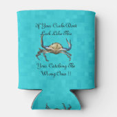 カニおもしろいとカニのロゴを捕まえる 缶クーラー (裏面)