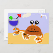 カニおもしろいアットザビーチアート ポストカード (正面/裏面)