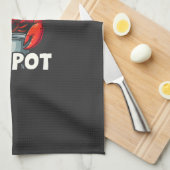 カニおもしろいポットにノーとロブスター キッチンタオル (四つ折り)