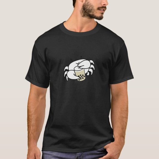 カニおもしろい飲みボバブルミルクティー Tシャツ (正面)