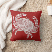 カニが付いている赤い枕 クッション (ブランケット)