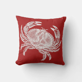 カニが付いている赤い枕 クッション