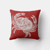 カニが付いている赤い枕 クッション (裏面)