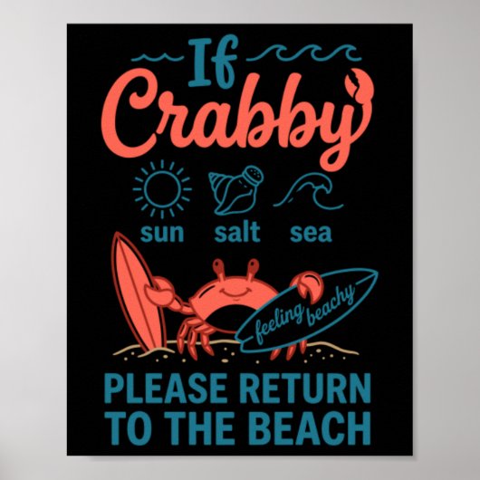 カニが怒っているなら海に帰って Funny Crab ポスター (正面)