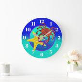 カニとヒトデ – 丸い時計 ラージ壁時計 (ホーム)