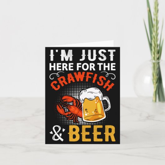 カニとビール目当て メンズ おもしろTシャツ カード (正面)