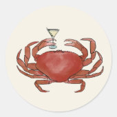 カニとマティーニのステッカー ラウンドシール (正面)