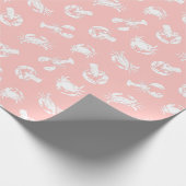 カニとロブスター赤面ピンクシーフードパターン（の模様が）ある ラッピングペーパー (角)