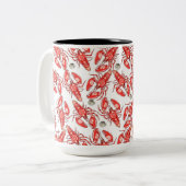 カニとロブスター。シーフード。 ツートーンマグカップ (正面左)