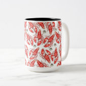 カニとロブスター。シーフード。 ツートーンマグカップ (正面右)