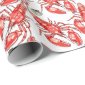 カニとロブスター。シーフード。 ラッピングペーパー (ロールコーナー)
