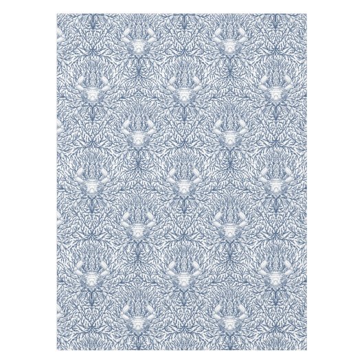 カニと海の雑草、白とナビの沿岸の夏 テーブルクロス (正面)