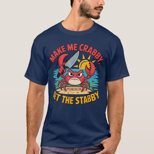 カニになりそうなほどイライラするスタビーなユーモラスなカートゥーン ビーチサイド Tシャツ (正面)
