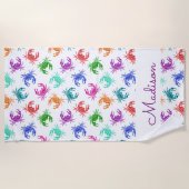 カニのあなたの一流の|パターンを加えて下さい ビーチタオル (正面)