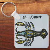 カニのがん、ヴィンテージの〔占星術の〕十二宮図 キーホルダー (正面)