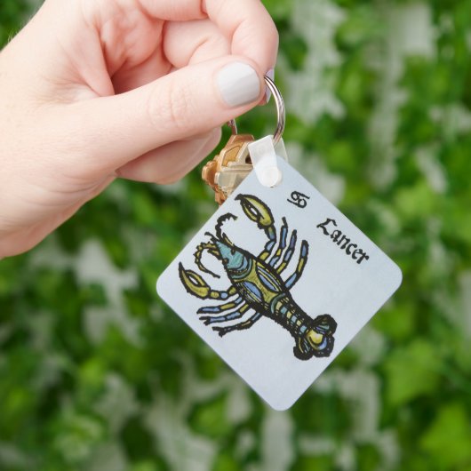 カニのがん、ヴィンテージの〔占星術の〕十二宮図 キーホルダー (手)
