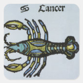 カニのがん、ヴィンテージの〔占星術の〕十二宮図 スクエアシール (正面)