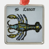 カニのがん、ヴィンテージの〔占星術の〕十二宮図 メタルオーナメント (正面)
