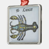 カニのがん、ヴィンテージの〔占星術の〕十二宮図 メタルオーナメント (左)