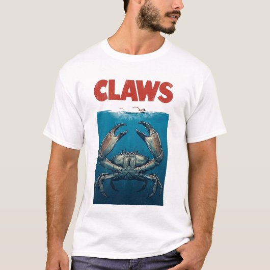 カニのはさみパロディTシャツ | 海洋映画パロディ Tシャツ (正面)