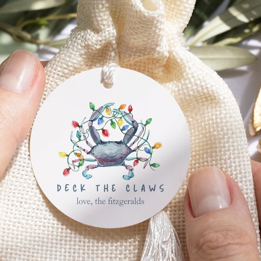 カニのイラストが可愛いホリデーギフトタグ「Deck the Claws」 フェイバータグ
