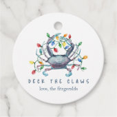 カニのイラストが可愛いホリデーギフトタグ「Deck the Claws」 フェイバータグ (正面)