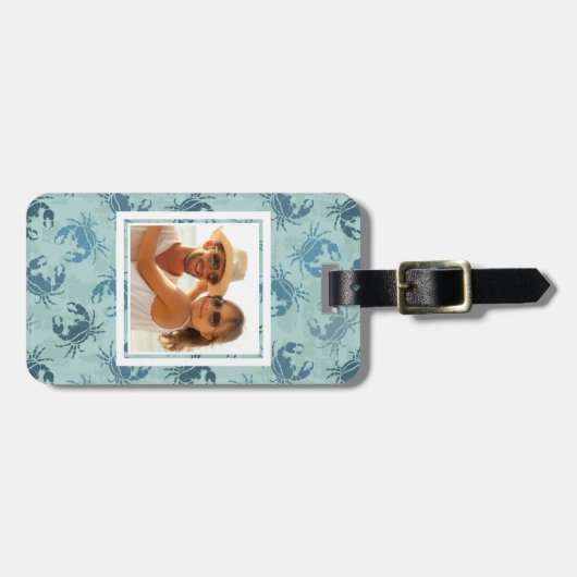 カニのカスタムな写真の絞り染めパターン ラゲッジタグ (正面横)