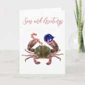 カニのクリスマス 水彩画 エビ・カニなどの甲殻類 シーズンカード (正面)
