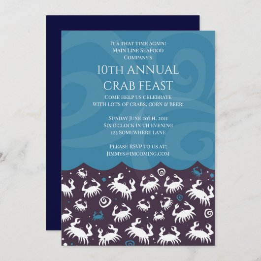 カニのシーフードフェスト饗宴Annual VIPディナーパーティー 招待状 (正面/裏面)