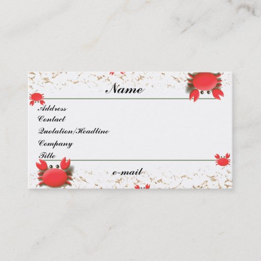 カニのビーチのプロフィールカード 名刺 (正面)