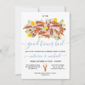 カニのボイルのエンゲージメントのリハーサル・ディナー・パーティー 招待状 (正面)