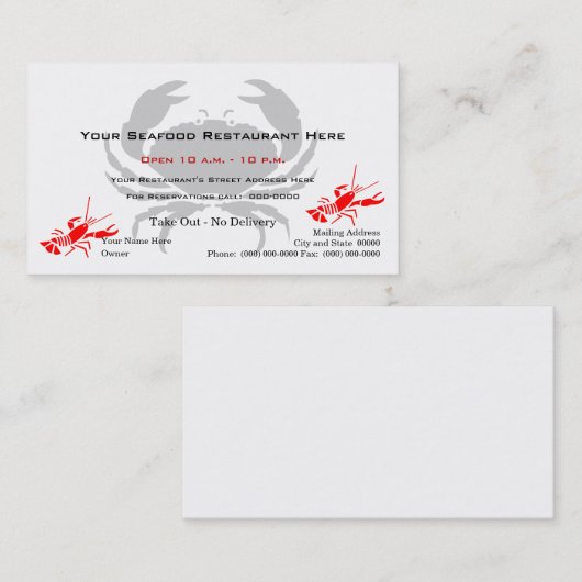 カニのロゴのシーフードのレストラン 名刺 (正面/裏面)