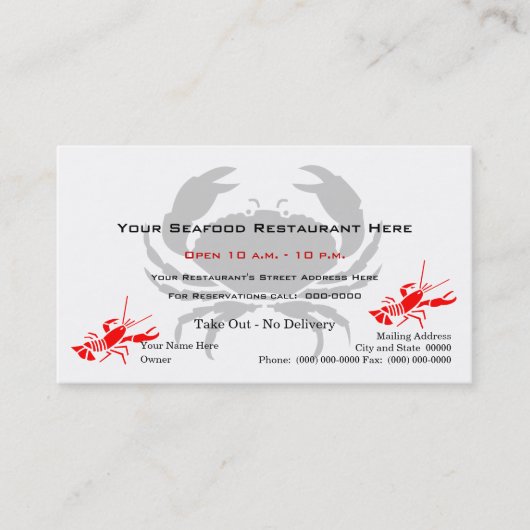 カニのロゴのシーフードのレストラン 名刺 (正面)