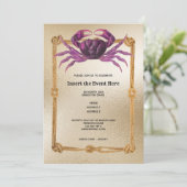 カニのロープ枠マゼンタピンク金ゴールドグリッター 航海の 招待状 (スタンド正面)