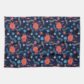 カニの可愛い海柄。 キッチンタオル (横)