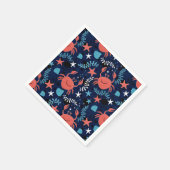 カニの可愛い海柄。 スタンダードカクテルナプキン (角)