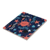 カニの可愛い海柄。 タイル (側面)