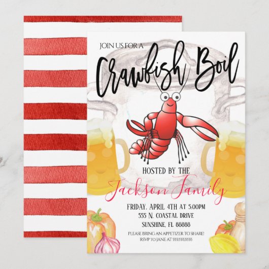 カニの宴会への招待 招待状 (正面/裏面)