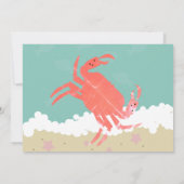 カニの宴会パーティー 砂浜 海の波 招待状 (裏面)