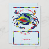 カニの宴 招待状 水彩ファンシー (正面/裏面)