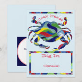 カニの宴 招待 水彩ファンシー 招待状 (正面/裏面)